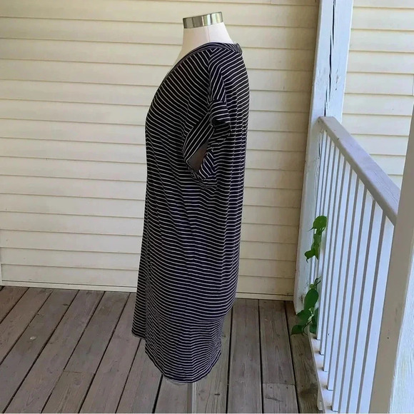 Frame Le V Mini T-Shirt Dress Women’s Large Noir Black Stripes Pima Cotton - Picture 4 of 9